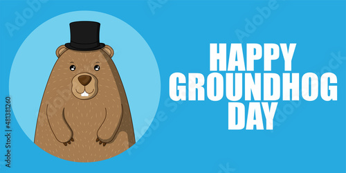 Vector illustration concept of Happy Groundhog Day greeting