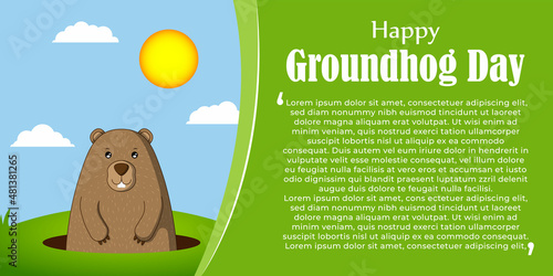 Vector illustration concept of Happy Groundhog Day greeting