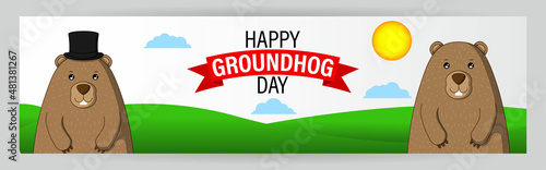 Vector illustration concept of Happy Groundhog Day greeting