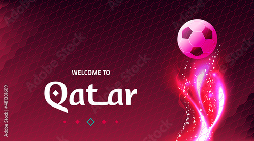 Abstract waving background, welcome to Qatar banner