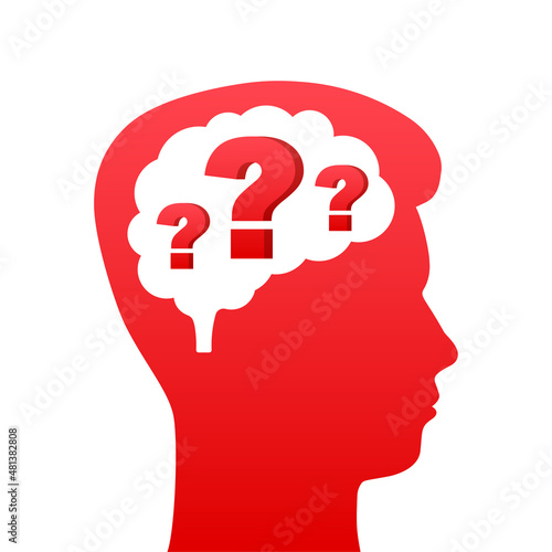 Silhouette head illustration with question sign. Vector illustration.