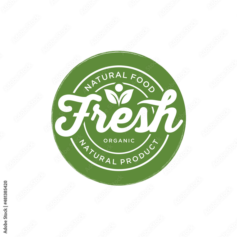Fresh Organic Food Natural Label Sticker logo design Fresh Organic Food Natural Label Sticker logo design