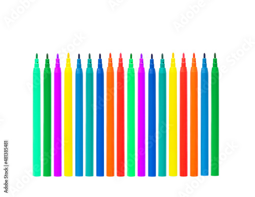 Colored markers on a white background