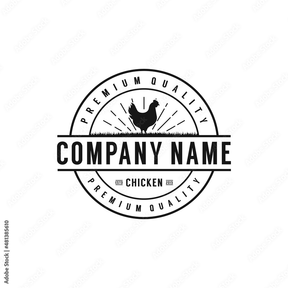 Fototapeta premium Vintage Chicken logo with emblem design inspirations