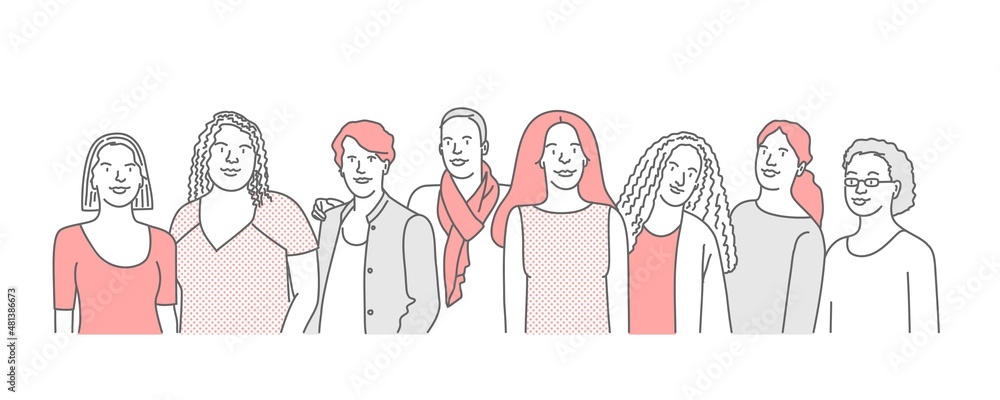 Group of young strong women or together. Feminism concept. Group of young strong women or together. Feminism concept.