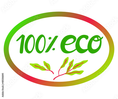 ‎Letrero de letras escritas a mano y vectorizado  100% eco(ecológico). Recurso grafico sobre fondo blanco
