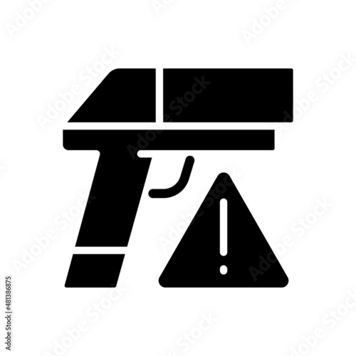 Small arms smuggling black glyph icon. Weapon trafficking. Ammunition contraband. Guns and pistols illicit international trade. Silhouette symbol on white space. Vector isolated illustration