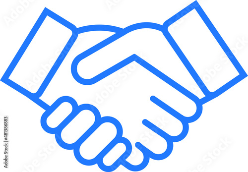 handshake icon on blue background