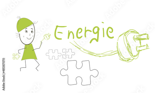 Energie Puzzle Teile Hintergrund Zeichnung Skizze
