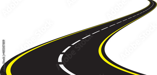 Silhouette of a curved road