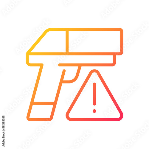 Small arms smuggling gradient linear vector icon. Weapon trafficking. Ammunition contraband. Guns illicit trade. Thin line color symbol. Modern style pictogram. Vector isolated outline drawing