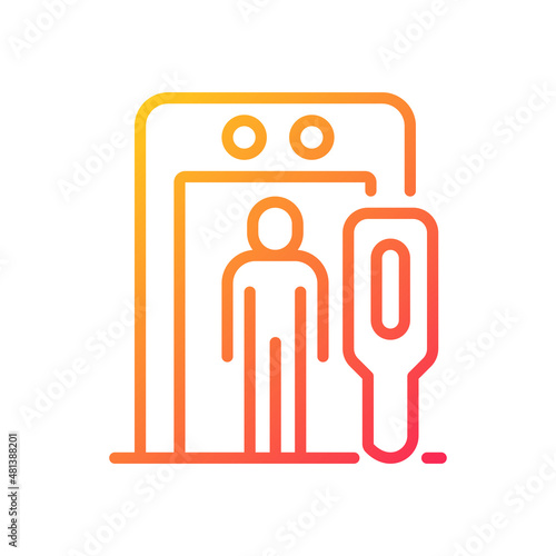 Airport border security gradient linear vector icon. Metal detector. Illicit border crossing and trading prevention. Thin line color symbol. Modern style pictogram. Vector isolated outline drawing