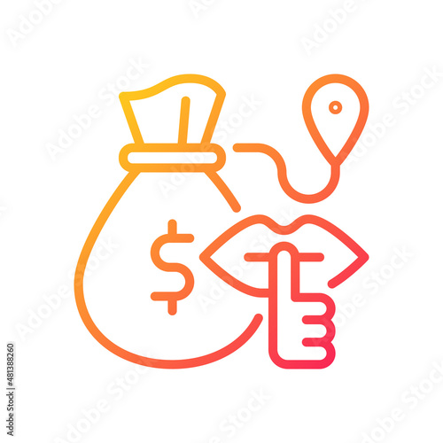 Bulk cash smuggling gradient linear vector icon. Illicit transportation of large sum of money. Financial fraud. Thin line color symbol. Modern style pictogram. Vector isolated outline drawing
