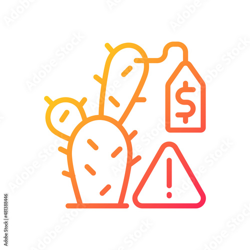 Succulent smuggling gradient linear vector icon. Rare plants trafficking. Environmental crime. Endangered species. Thin line color symbol. Modern style pictogram. Vector isolated outline drawing