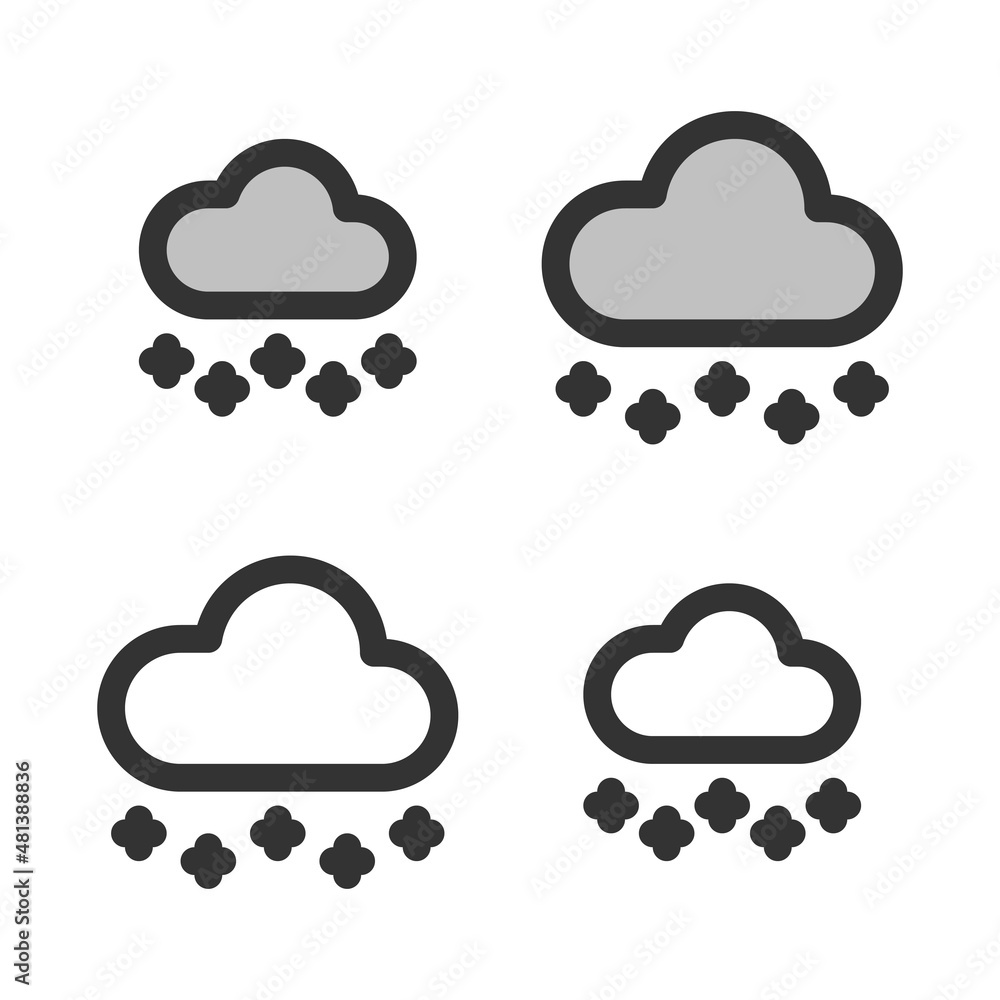 Pixel-perfect linear icon of snowy weather built on two base grids of 32 x 32 and 24 x 24 pixels. The initial line weight is 2 pixels. In two-color and one-color versions. Editable strokes Pixel-perfect linear icon of snowy weather built on two base grids of 32 x 32 and 24 x 24 pixels. The initial line weight is 2 pixels. In two-color and one-color versions. Editable strokes