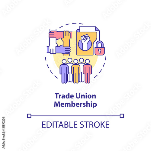 Trade union membership concept icon. Sensitive data protection abstract idea thin line illustration. Isolated outline drawing. Editable stroke. Roboto-Medium, Myriad Pro-Bold fonts used
