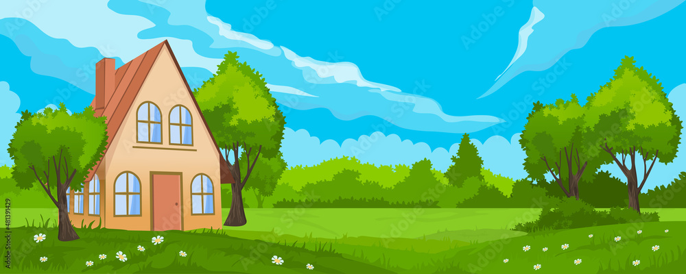 Naklejka premium Rural summer landscape