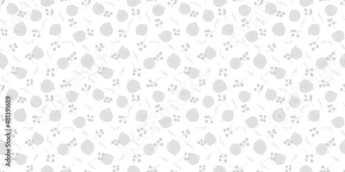 Botanical illustration background. Seamless pattern.Vector. 有機的なイラストパターン