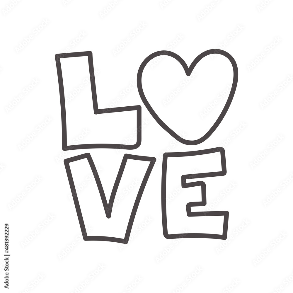 doodle text love with heart. Cute card for Valentine's day. doodle text love with heart. Cute card for Valentine's day.
