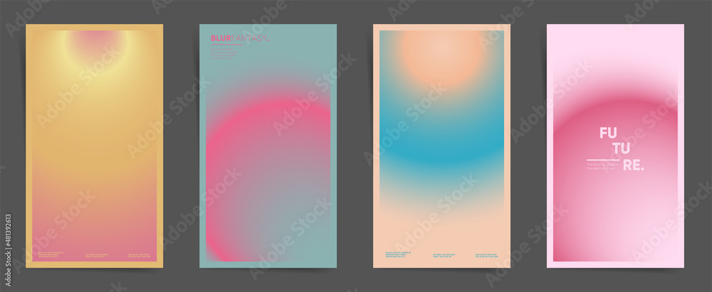 Fototapeta premium Social media story post template with modern circular gradient. Gradient stories template design set for poster, social media post and promo banners. Futuristic space gradient post frame. Vector.