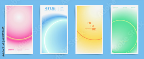 Social media story post template with modern smooth gradient. Gradient stories template design set for poster, social media post and promo banners. Circular science space gradient post frame. Vector.