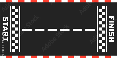 Road with start and finish banner. Racetrack sign. Vector EPS 10. Isolated on white background