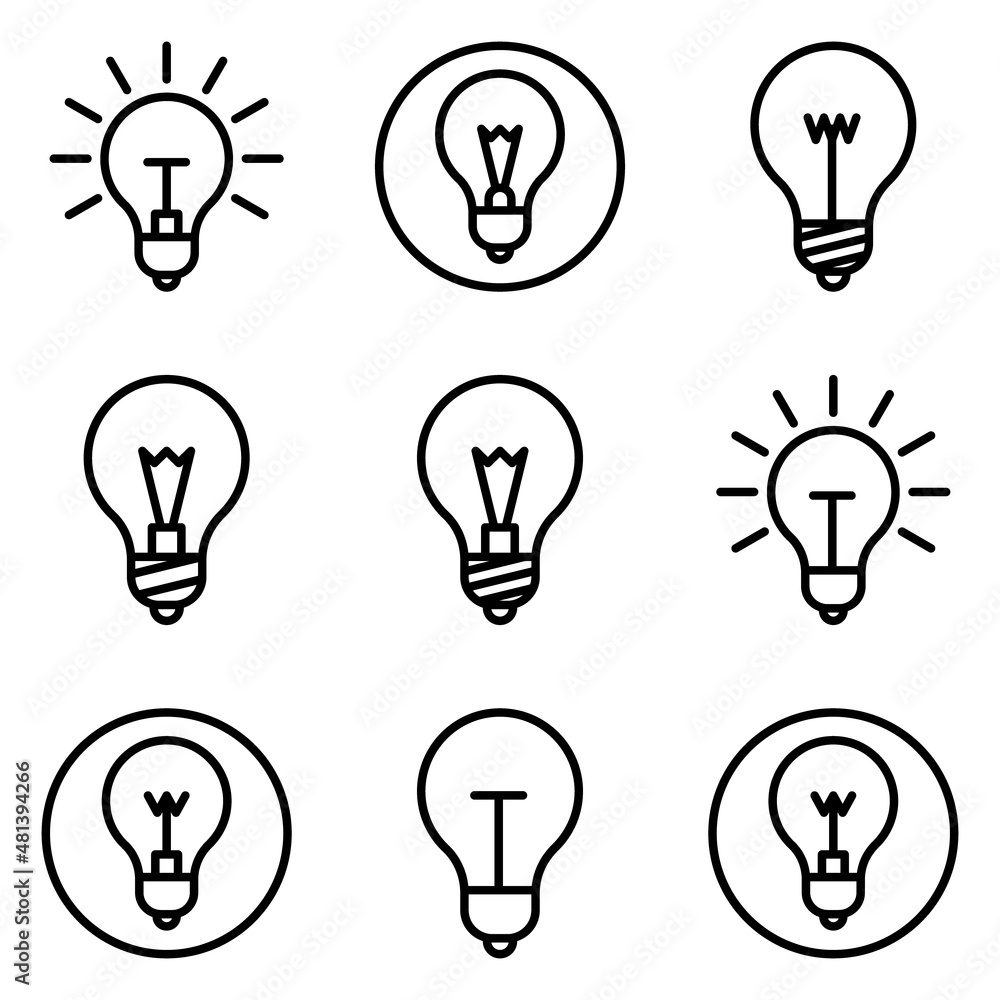Lightbulbs Flat Icon Set Isolated On White Background Lightbulbs Flat Icon Set Isolated On White Background