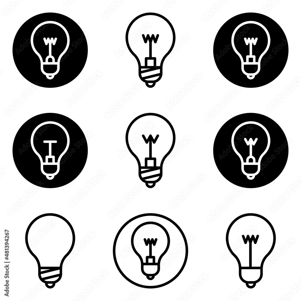 Lightbulbs Flat Icon Set Isolated On White Background Lightbulbs Flat Icon Set Isolated On White Background