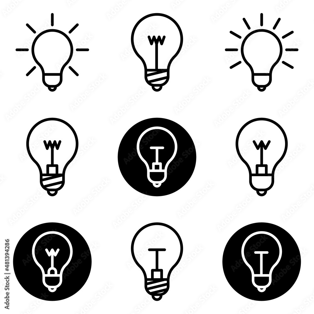 Lightbulbs Flat Icon Set Isolated On White Background Lightbulbs Flat Icon Set Isolated On White Background