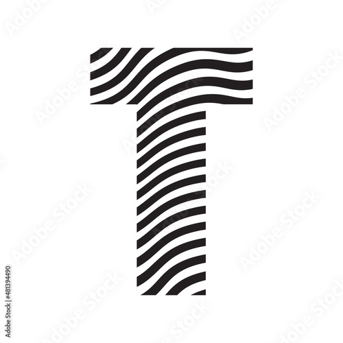 Simple Alphabet T with waves pattern icon.