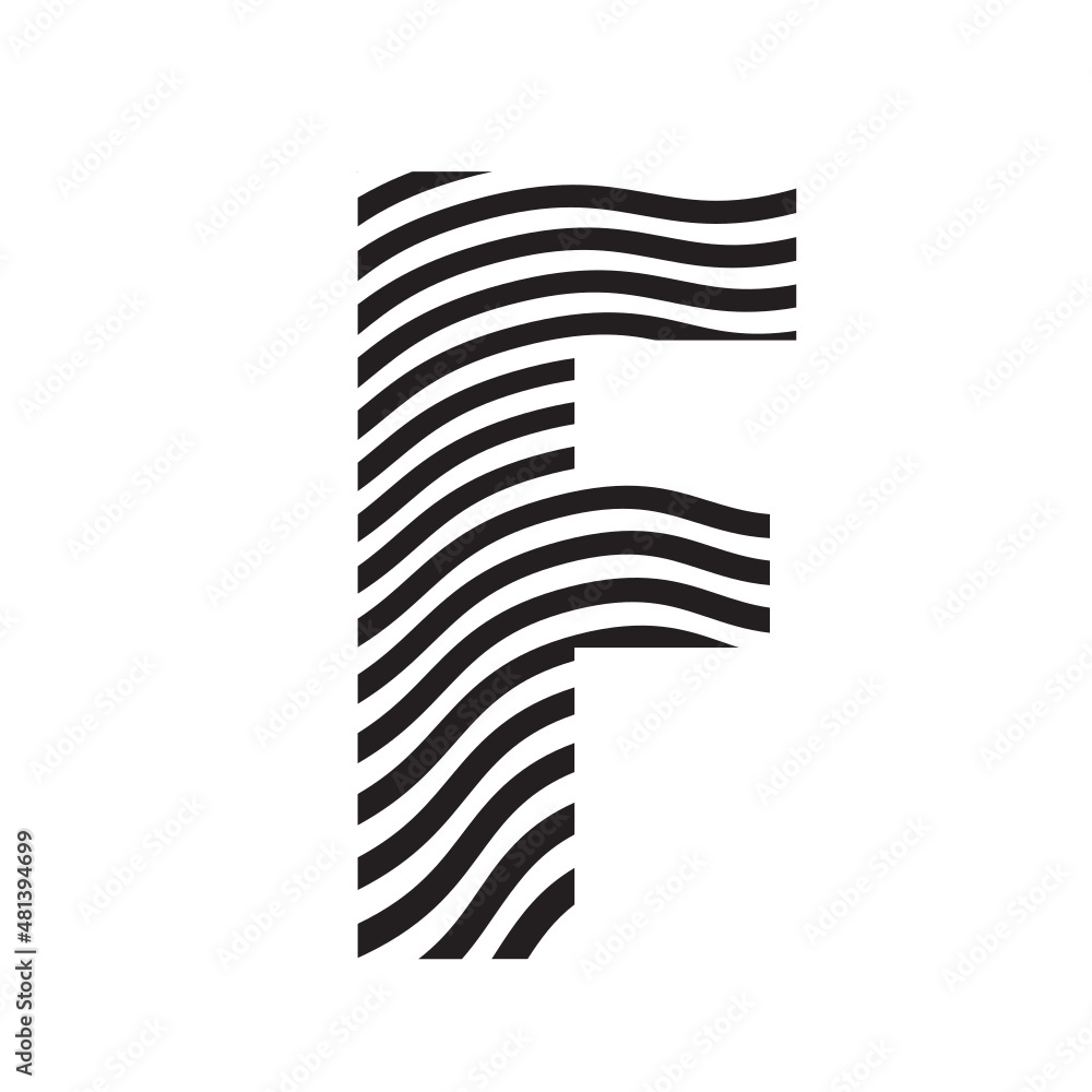Simple Alphabet F with waves pattern icon. Simple Alphabet F with waves pattern icon.