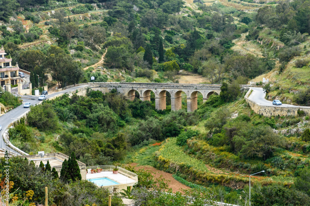The Madliena Bridge crossing over Wied Il-Faham (The Coal Valley) - Gharghur, Malta.