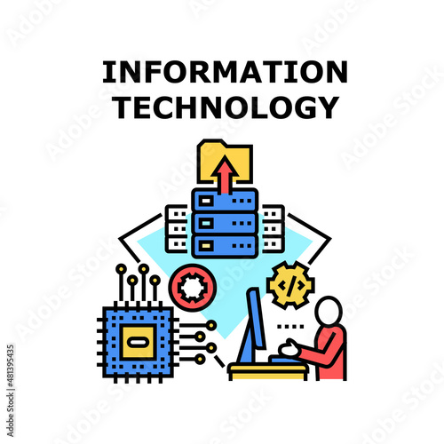 Information Technology computer network. system business. internet digital data concept. vector concept color illustration
