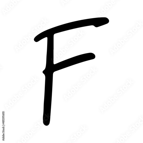 Hand drawing Alphabet F icon.