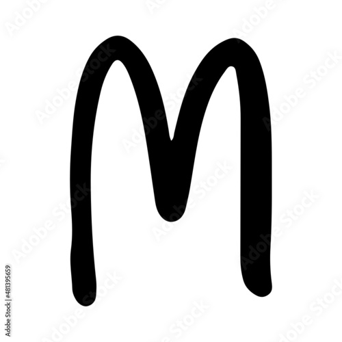 Hand drawing Alphabet M icon.
