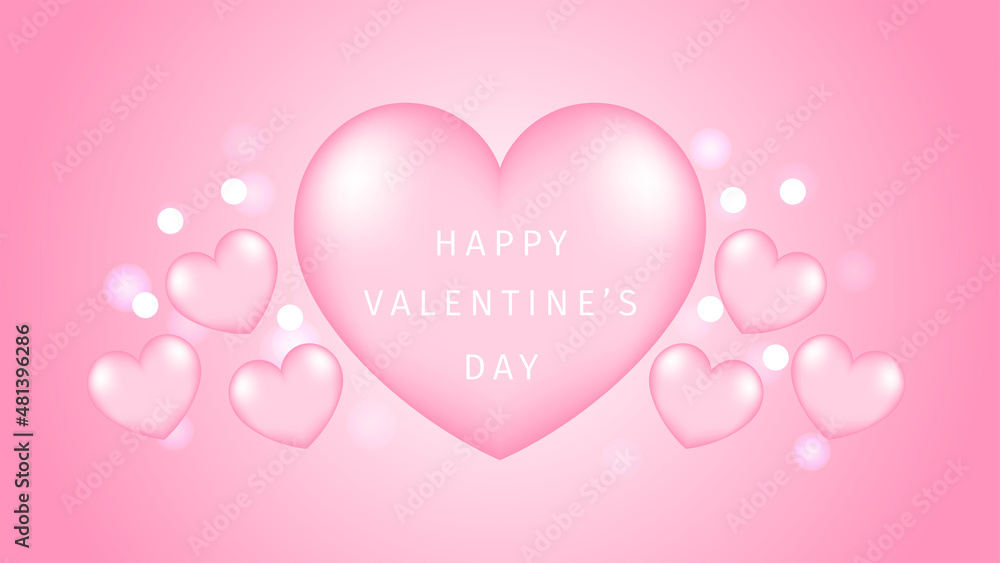 Pink Valentine's day greeting card. Pink hearts on pink background