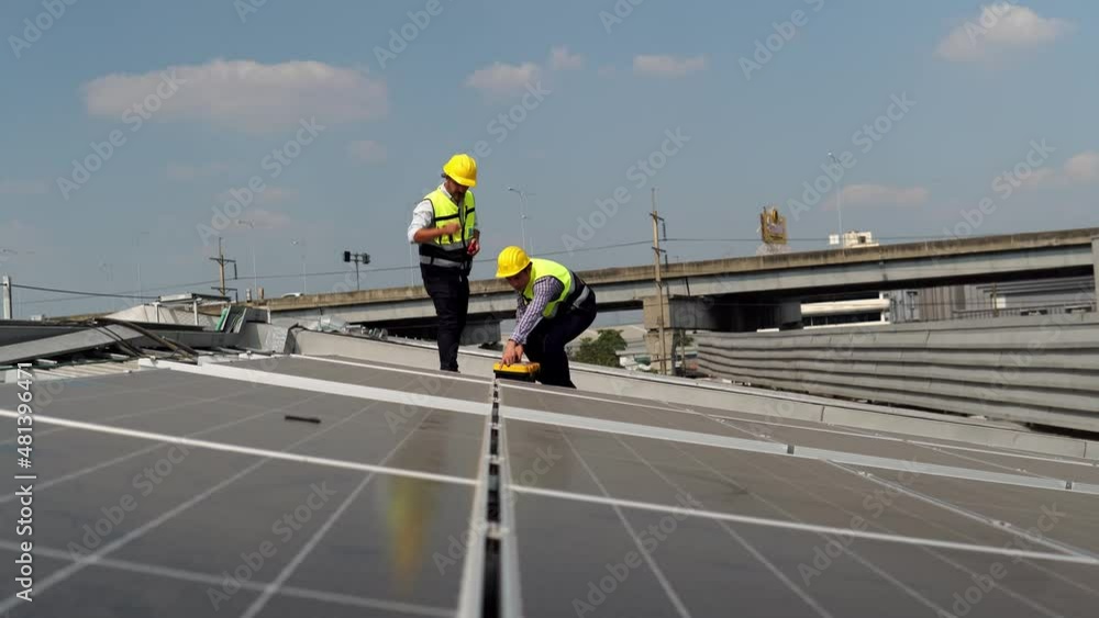 custom made wallpaper toronto digitalSolar cells have been maintained and maintenance by a team of engineers. two engineers checking solar cells.