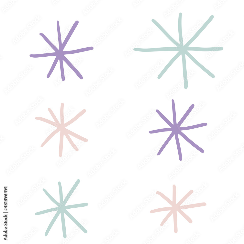 Hand drawn doodle snowflake set isolated on white background. Hand drawn doodle snowflake set isolated on white background.