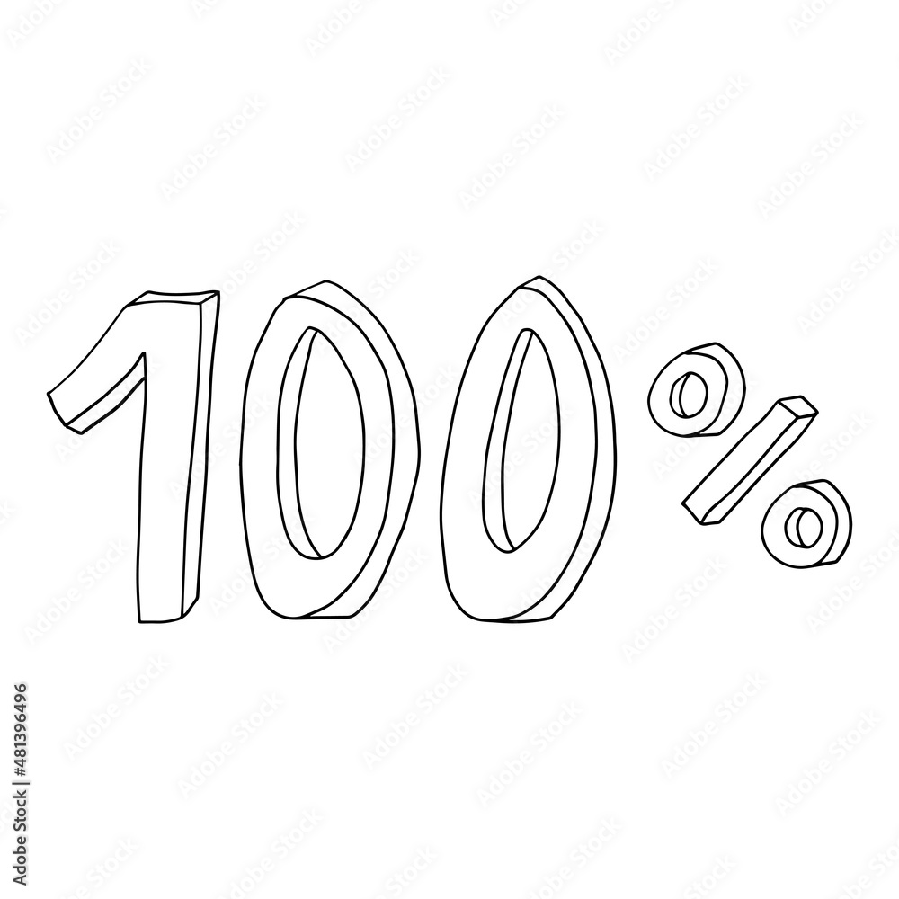 Cartoon doodle volume 100 percent isolated on white background. Cartoon doodle volume 100 percent isolated on white background.