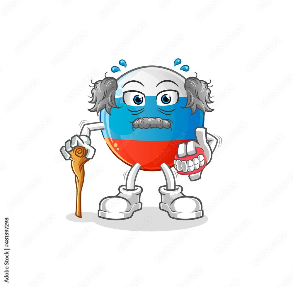 russia flag white haired old man. character vector russia flag white haired old man. character vector