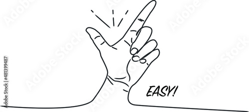 Easy gesture. Snapping finger magic gesture sketch drawing, winning expression or hand win signal, easy snap man fingers clicking, vector illustration
