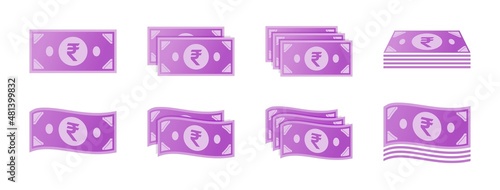 Indian Rupee Banknote Icon Set