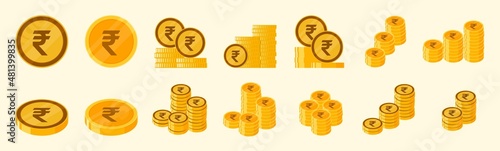 Indian Rupee Coin Icon Set