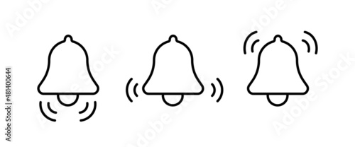 Message notification bell incoming inbox message, ringing, Alarm, service, handbell Firefighter call icons button, vector, sign, symbol, logo, illustration, editable stroke and flat design isolated
