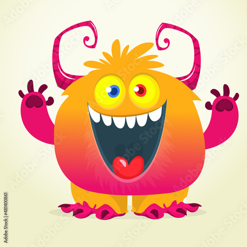 Wallpaper Mural Funny cartoon smiling monster character. Halloween Illustration of happy alien creature. Vector isolated Torontodigital.ca