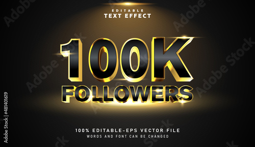 3D 100K Followers text effect - Editable text effect