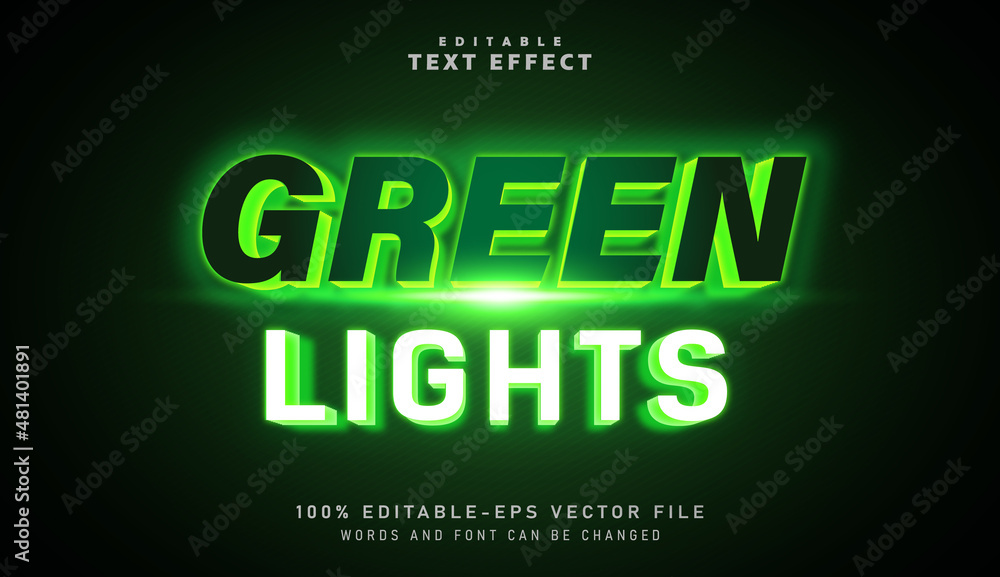 3D Green Lights text effect - Editable text effect
