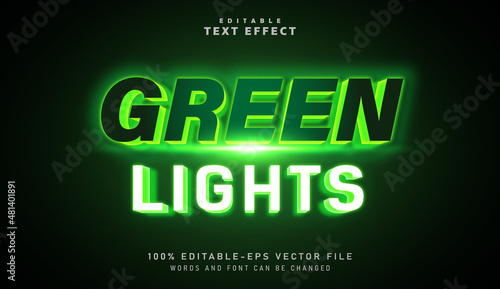 3D Green Lights text effect - Editable text effect