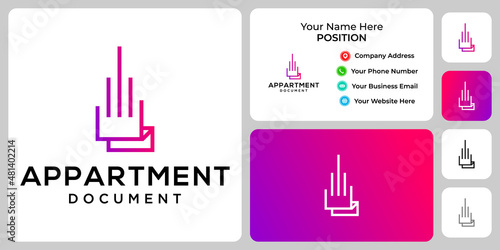 Appartment and document logo design with business card template.