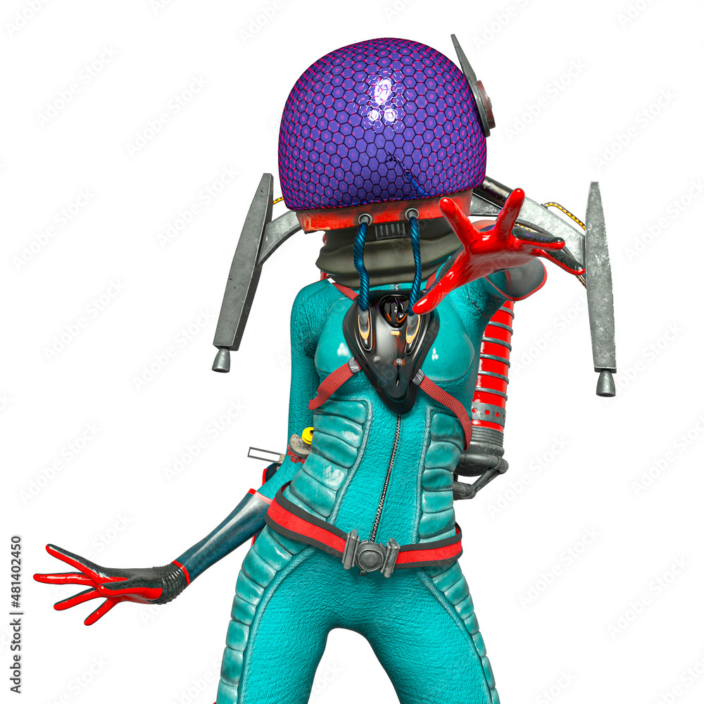 Fototapeta premium alien girl astronaut want to reach you